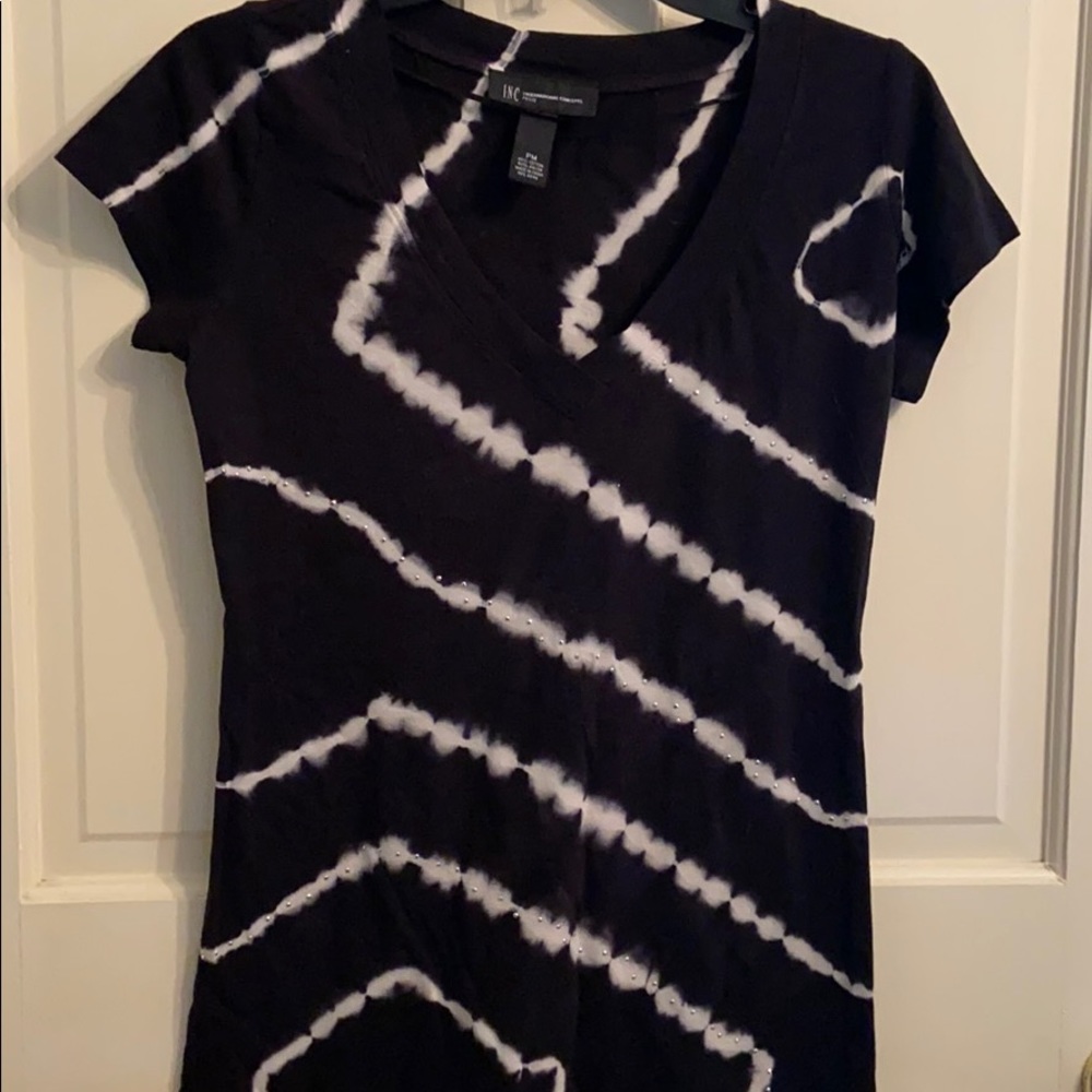 Inc black shirt with white stripes